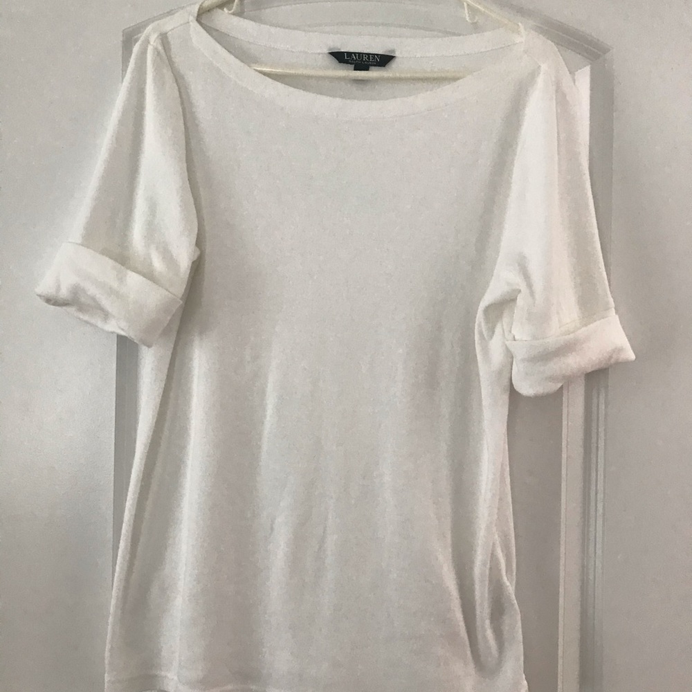 Ralph Lauren White Boat Neck Shirt Sz XL